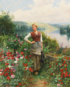 Art Prints of On the Terrace at Rolleboise by Daniel Ridgway Knight