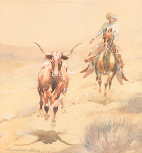 Art Prints of Rounding up a Steer by Edward Borein