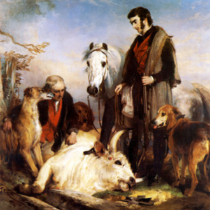 Art Prints of Scene in Chillingham Park, Death of Wild Bull by Edwin Henry Landseer