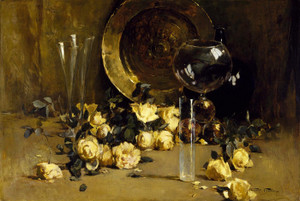 Art Prints of Still Life with Yellow Roses by Emil Carlsen