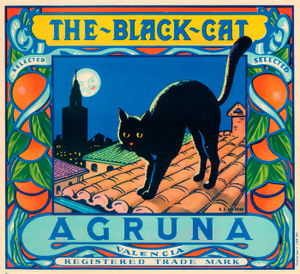 Art Prints of |Art Prints of 077 The Black Cat Agruna, Fruit Crate Labels