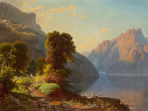 Art Prints of A View of a Lake in the Mountains by George Caleb Bingham