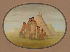 Art Prints of Camanchee Chiefs Children and Wigwam by George Catlin