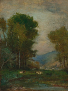 Art Prints of Cows by a Stream by George Inness