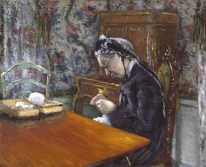 Art Prints of Mademoiselle Boissiere Knitting by Gustave Caillebotte