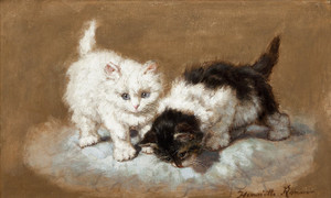 Art Prints of Two Kittens on a Pillow by Henriette Ronner Knip