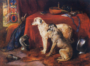 Art Prints of Deerhounds in an Interior by Heywood Hardy