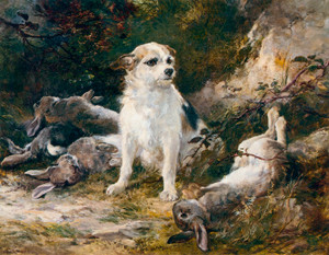 Art Prints of Terrier and Hares by Heywood Hardy