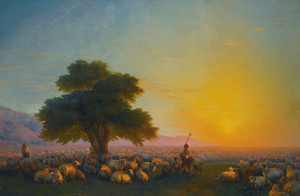 Art Prints of Shepherds with Flock at Sunset by Ivan Konstantinovich Aivazovsky