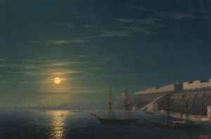 Art Prints of View of Odessa on a Moonlit Night by Ivan Konstantinovich Aivazovsky