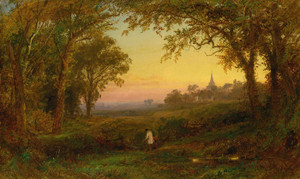 Art Prints of Hurstbourne Church, Lord Portsmouths Park by Jasper Francis Cropsey