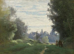 Art Prints of Morning Rays, Cows from the Champs by Camille Corot