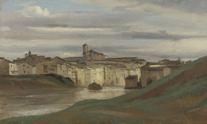 Art Prints of On the Banks of the Tiber by Camille Corot