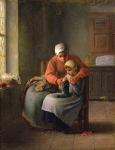 Art Prints of Knitting Lesson by Jean-Francois Millet