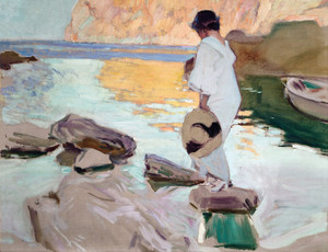 Art Prints of Elena at Cala de San Vicente by Joaquin Sorolla y Bastida