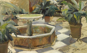 Art Prints of Patio Fountain in Seville by Joaquin Sorolla y Bastida