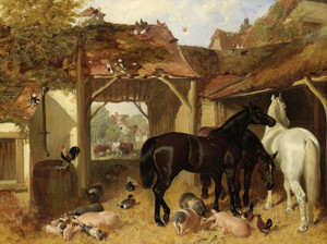 Art Prints of Horse, Pigs and Poultry in a Farmyard by John Frederick Herring