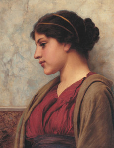 Art Prints of A Classical Beauty, Faraway Thoughts by John William Godward