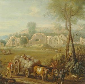 Art Prints of Haycart Passing a Ruined Abbey by John Wootton
