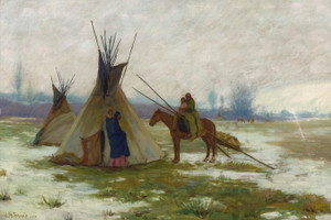 Art Prints of Winter on the Crow Reservation by Joseph Henry Sharp