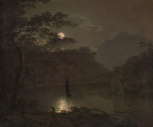 Art Prints of A Lake by Moonlight by Joseph Wright of Derby