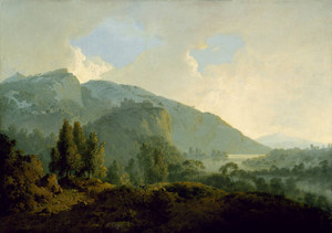 Art Prints of Italian Landscape with Mountains and a River by Joseph Wright of Derby