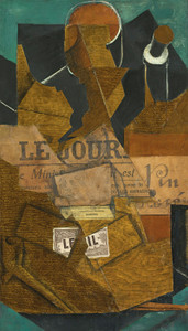 Art Prints of Tobacco, Newspaper, and a Bottle of Rose Wine by Juan Gris