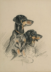 Art Prints of Two Dachshunds by Lucy Dawson