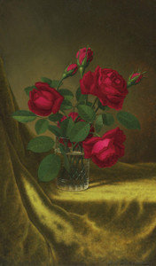 Art Prints of Still Life with Flowers, Red Roses by Martin Johnson Heade