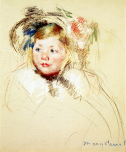 Art Prints of Head of Sara in a Bonnet Looking Left by Mary Cassatt