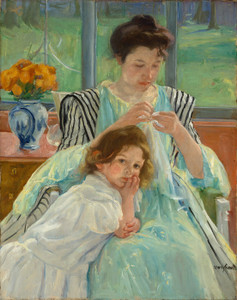 Art Prints of Young Mother Sewing by Mary Cassatt