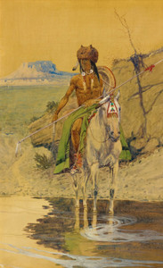 Art Prints of Warrior at the Watering Hole by Olaf Carl Seltzer