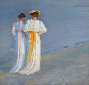 Art Prints of Anna Ancher and Marie Kroyer on the Beach by Peder Severin Kroyer