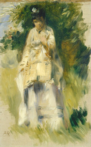 Art Prints of Woman Standing by a Tree by Pierre-Auguste Renoir