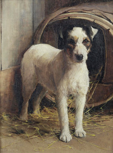 Art Prints of A Fox Terrier in Front of a Kennel by Samuel Fulton