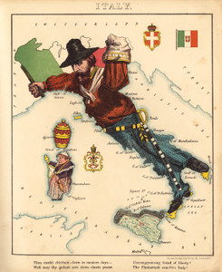 Art Prints of Pictorial Map of Italy, 1868 by an Unknown Artist