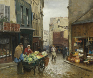 Art Prints of Market on the Rue Mouffetard, Paris by Victor Gabriel Gilbert