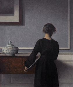 Art Prints of Young Woman from Behind by Vilhelm Hammershoi