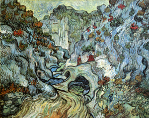 Art Prints of A Path Through the Peiroulets Ravine, 1889 by Vincent Van Gogh
