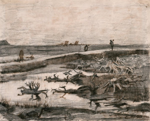 Art Prints of Landscape with Bog Trunks, Travaux aux Champs by Vincent Van Gogh