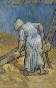 Art Prints of Peasant Woman Bruising Flax (after Millet) by Vincent Van Gogh