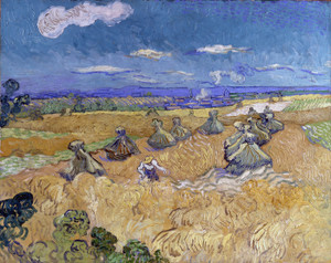 Art Prints of Wheatfields with Reaper, Auvers by Vincent Van Gogh