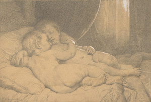 Art Prints of Two Children Sleeping by William Bouguereau