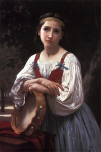 Art Prints of Gypsy Girl with a Basque Drum by William Bouguereau