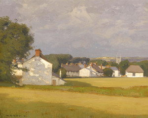 Art Prints of Village with a Church Spire in the Distance by William Wendt