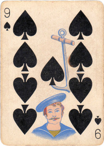 Art Prints of Playing Card, 9 of Spades, Vintage Game Pieces & Playing Cards