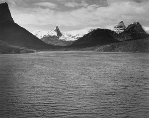 Art prints of Snow-capped mountains, St. Mary's Lake, Glacier National Park, Montana by Ansel Adams