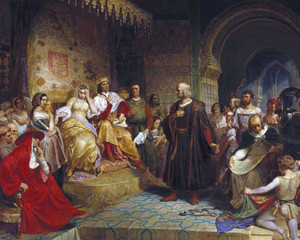 Art prints of Columbus Before the Queen﻿ by Emanuel Leutze