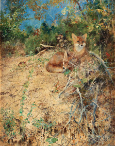 Art prints of Fox, 1886 by Bruno Liljefors