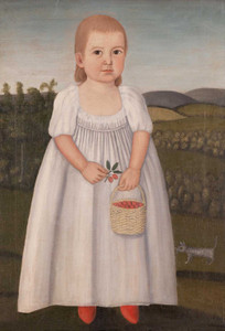 Art prints of Child in a White Dress Holding a Basket of Berries by John Brewster Jr.